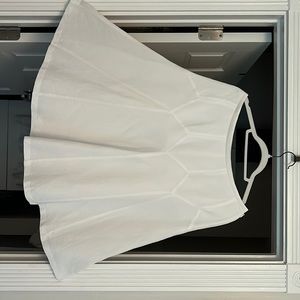 White linen flared skirt.